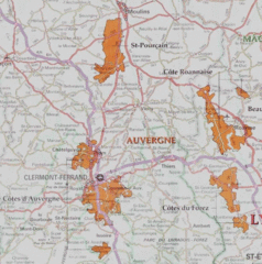 Auvergne wine region map